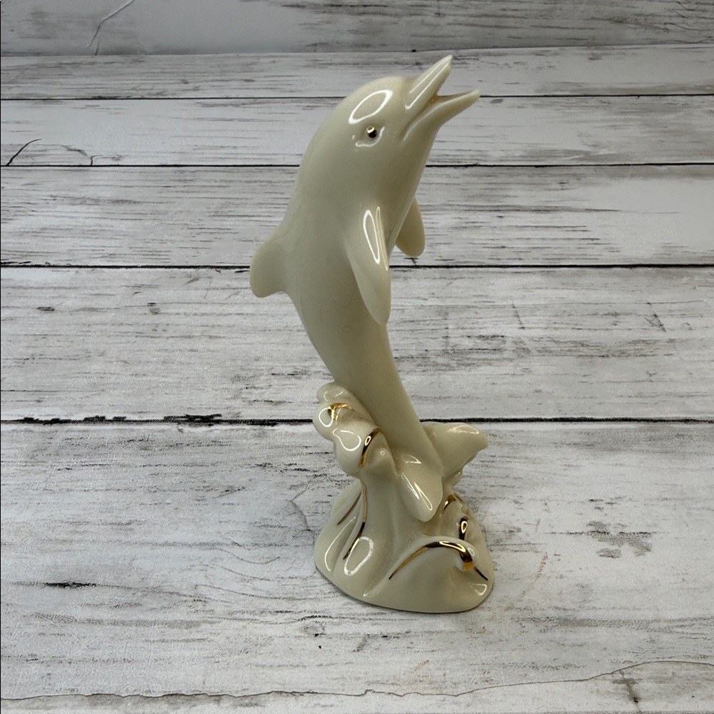 Vintage Lenox Collectible gold trim baby dolphin Bone China Figurine 4" animal